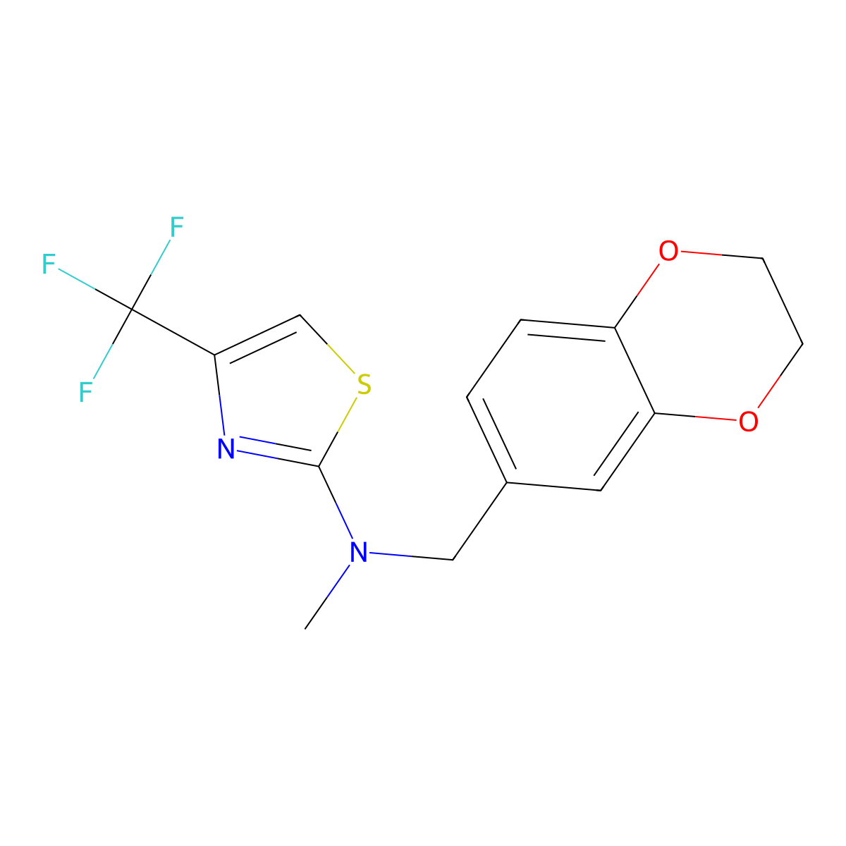 N-[(2,3-dihydro-1,4-benzodioxin-6-yl)methyl]-N-methyl-4-(trifluoromethyl)-1,3-thiazol-2-amine molecular structure, CAS 2742051-41-6