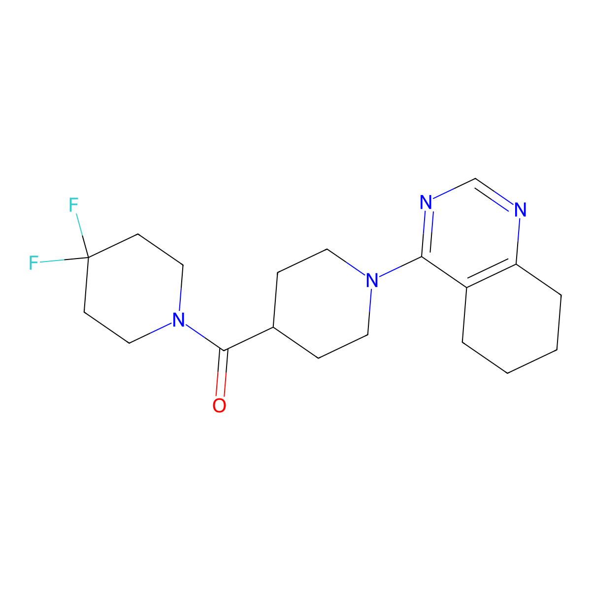 4-[4-(4,4-Difluoropiperidine-1-carbonyl)piperidin-1-yl]-5,6,7,8-tetrahydroquinazoline molecular structure, CAS 2742051-42-7