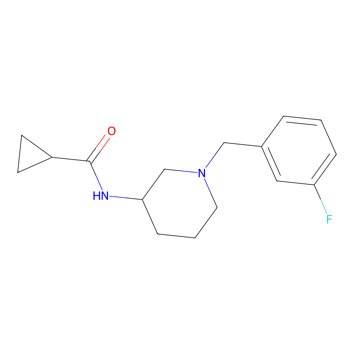 N-{1-[(3-fluorophenyl)methyl]piperidin-3-yl}cyclopropanecarboxamide molecular structure, CAS 2742051-44-9