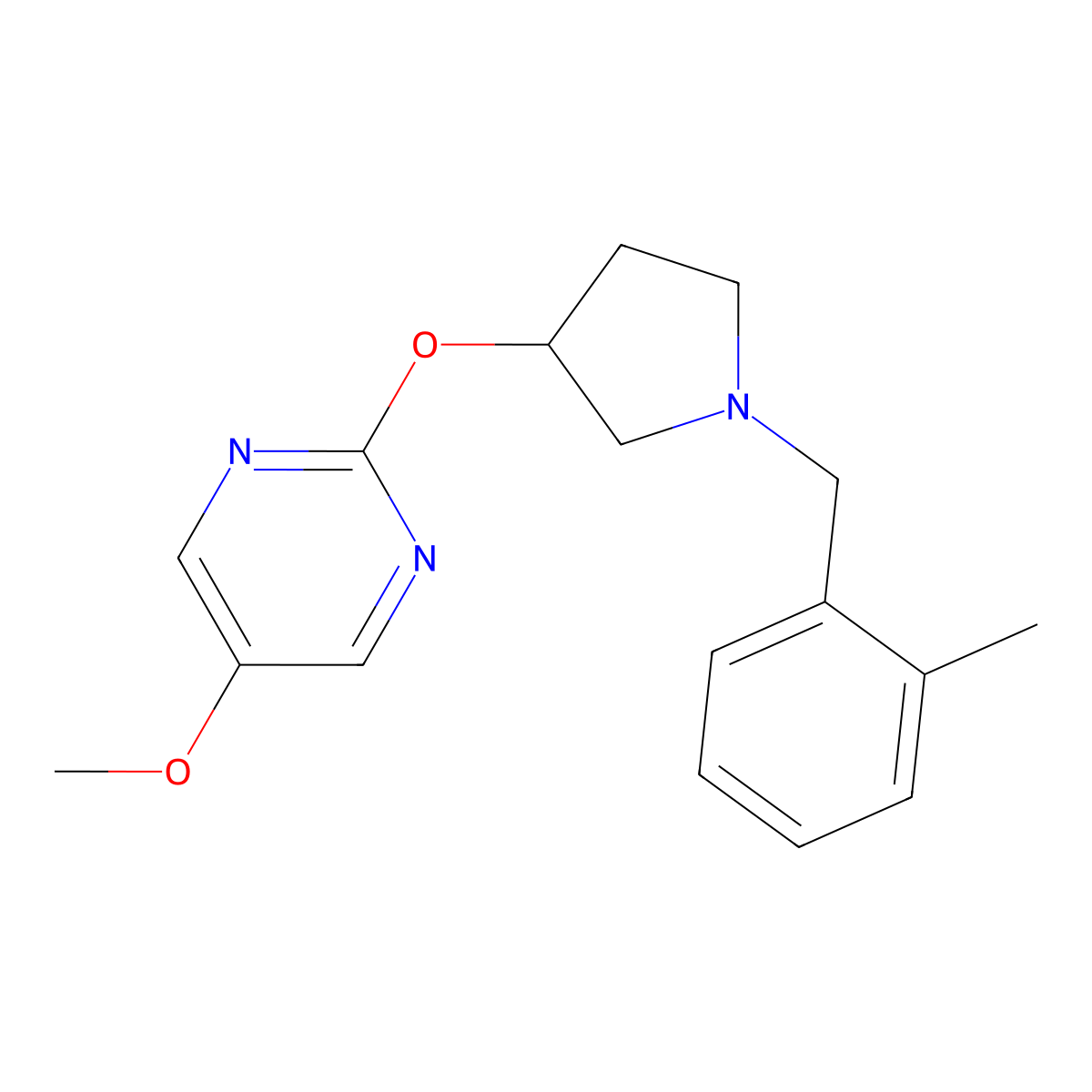 5-Methoxy-2-({1-[(2-methylphenyl)methyl]pyrrolidin-3-yl}oxy)pyrimidine molecular structure, CAS 2742051-62-1