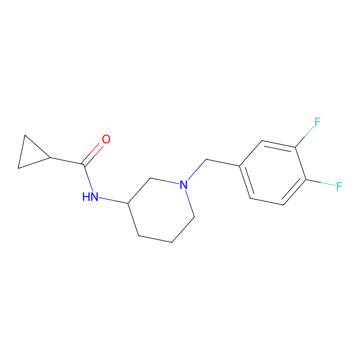 N-{1-[(3,4-difluorophenyl)methyl]piperidin-3-yl}cyclopropanecarboxamide molecular structure, CAS 2742051-63-2