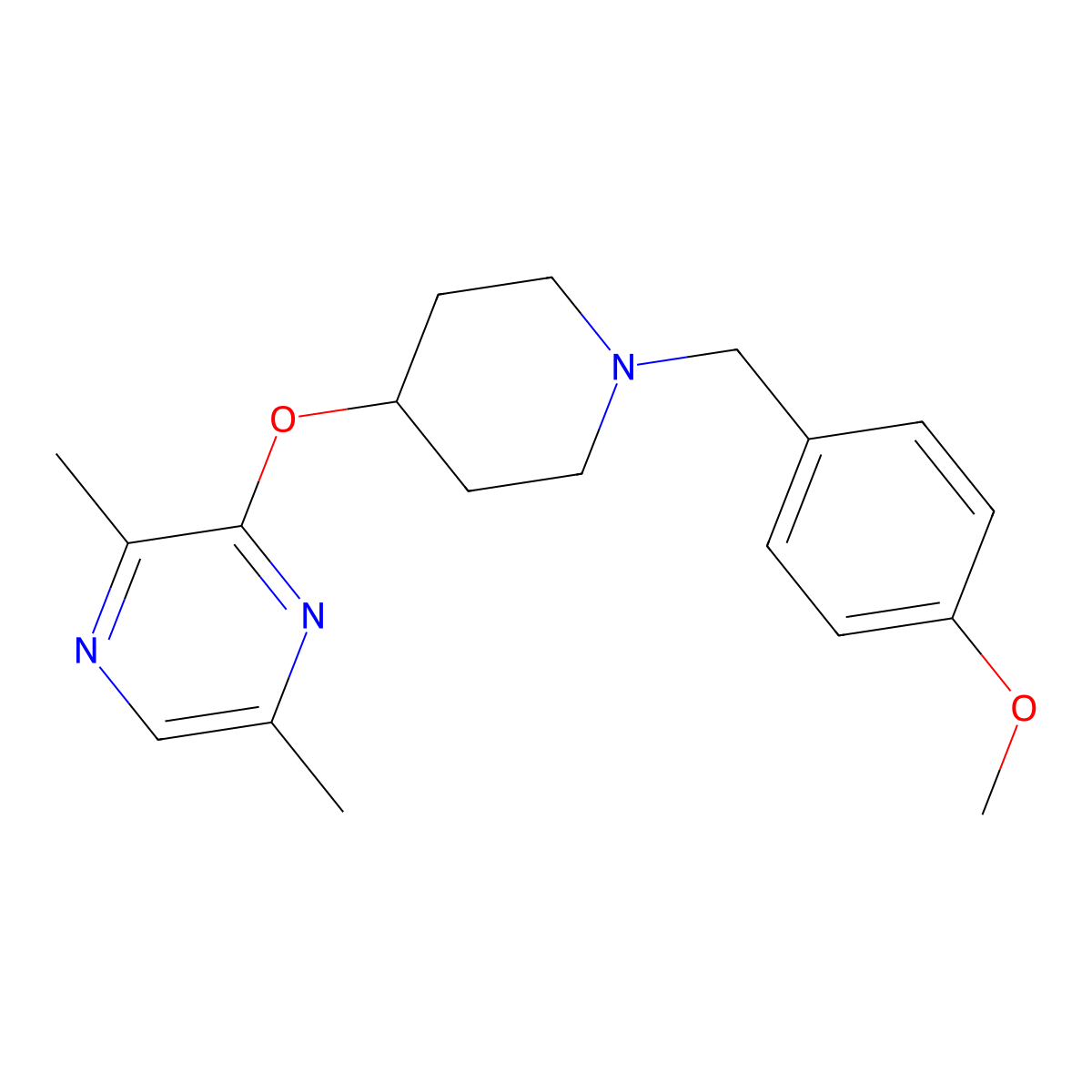 3-({1-[(4-Methoxyphenyl)methyl]piperidin-4-yl}oxy)-2,5-dimethylpyrazine molecular structure, CAS 2742051-70-1