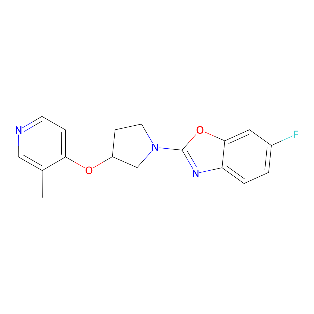 6-Fluoro-2-{3-[(3-methylpyridin-4-yl)oxy]pyrrolidin-1-yl}-1,3-benzoxazole molecular structure, CAS 2742051-74-5