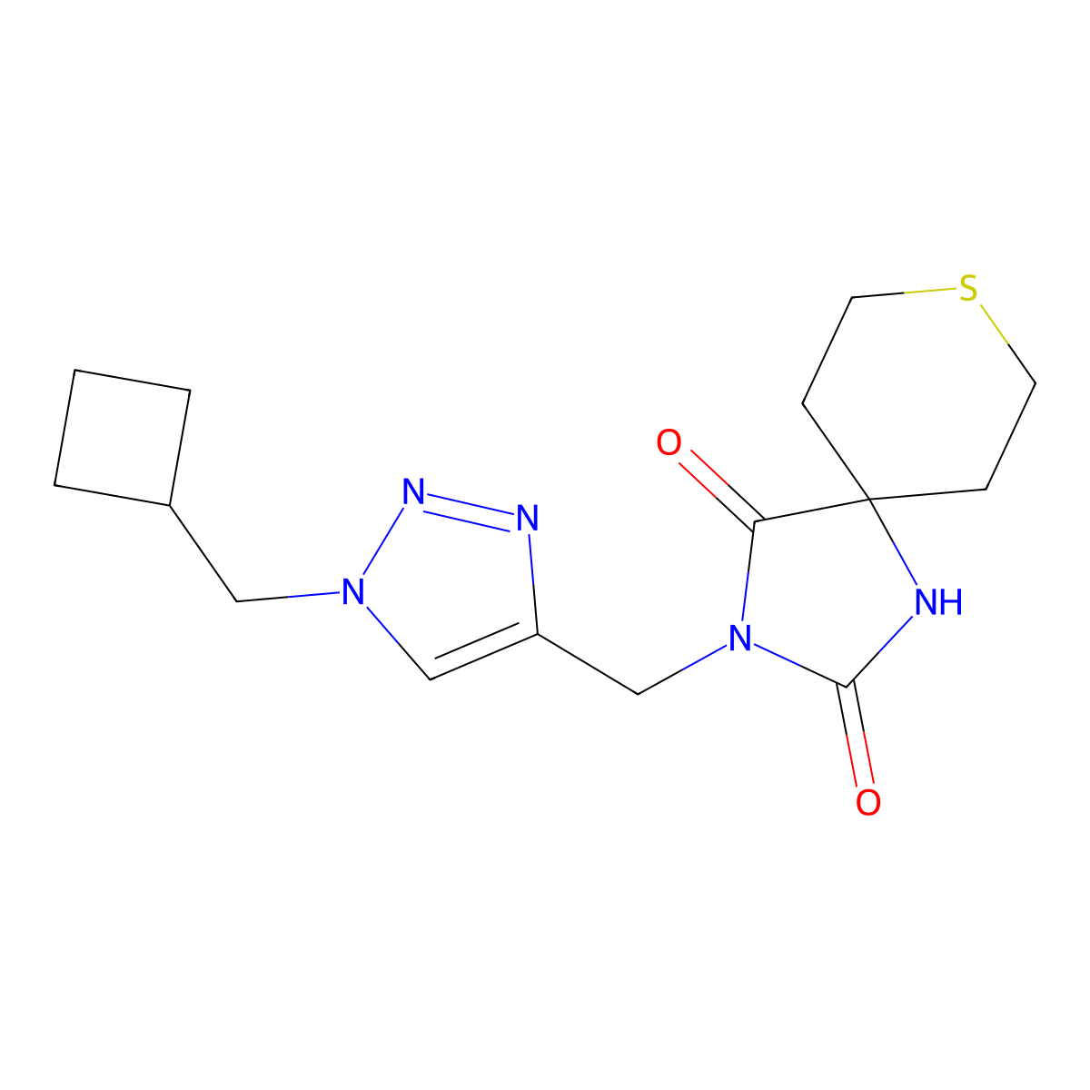 3-{[1-(cyclobutylmethyl)-1H-1,2,3-triazol-4-yl]methyl}-8-thia-1,3-diazaspiro[4.5]decane-2,4-dione molecular structure, CAS 2742051-79-0