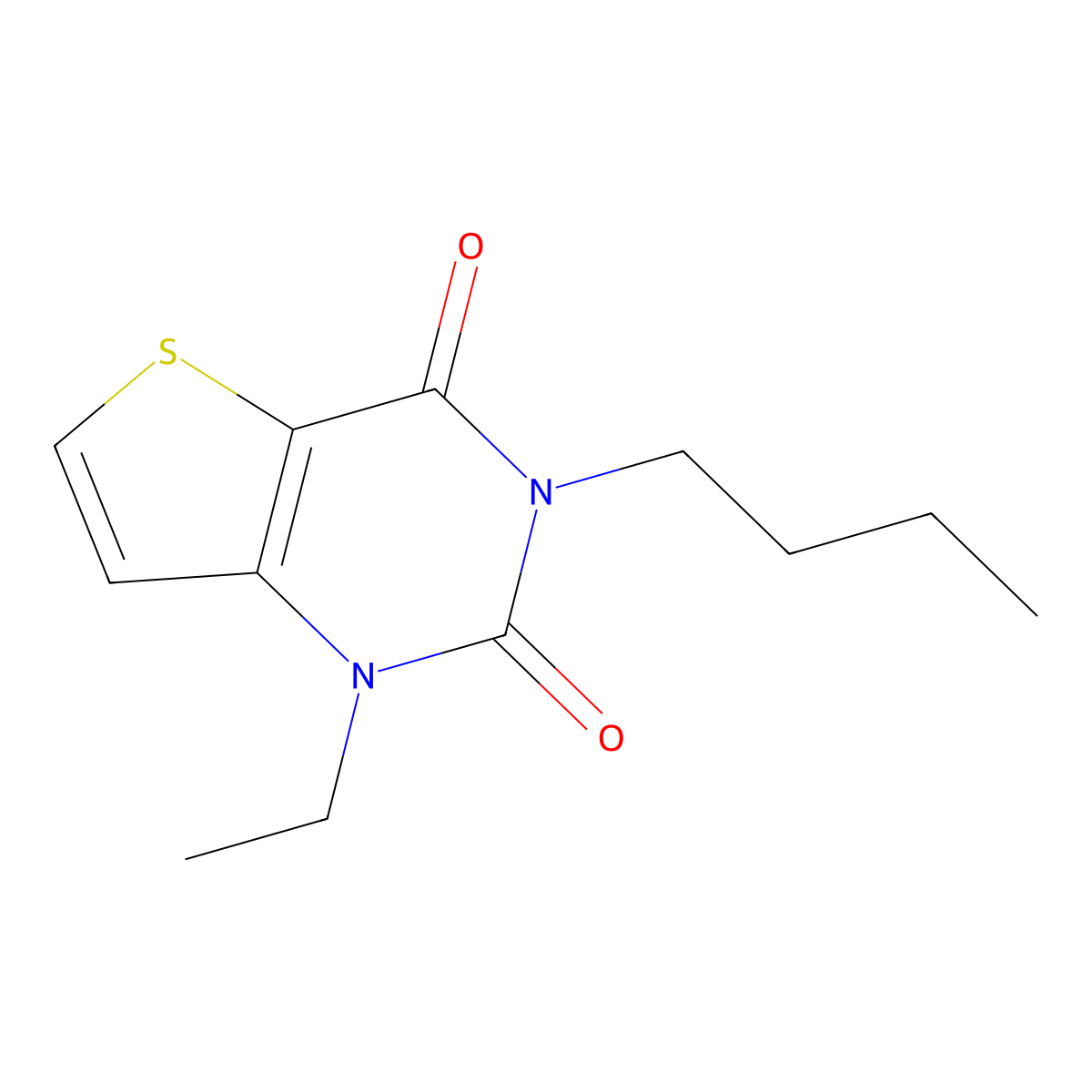 3-butyl-1-ethyl-1H,2H,3H,4H-thieno[3,2-d]pyrimidine-2,4-dione molecular structure, CAS 2742051-82-5