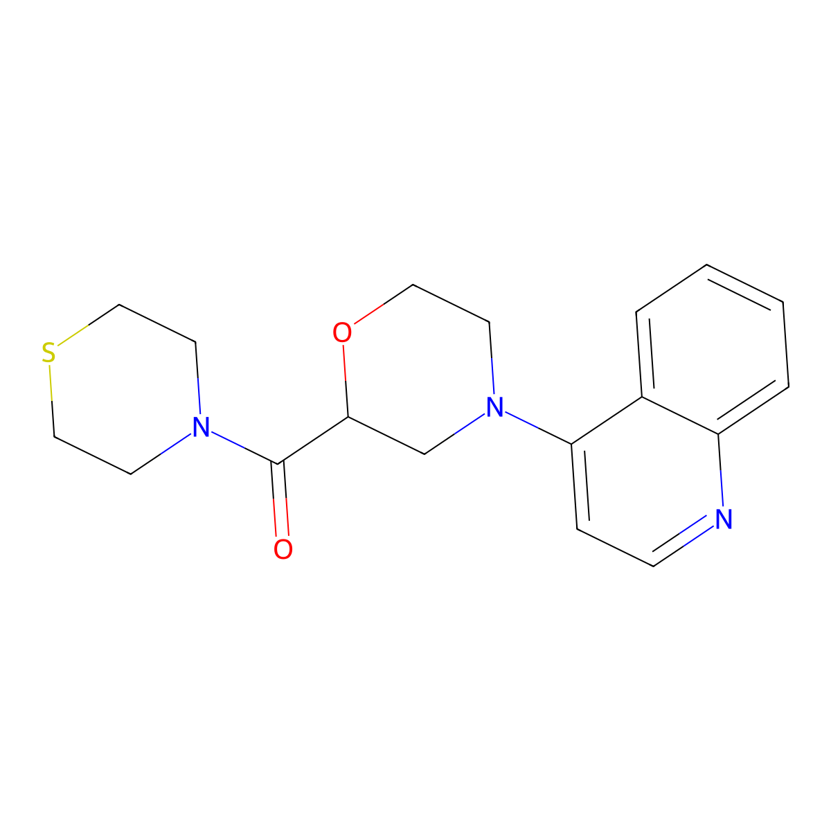 4-[2-(Thiomorpholine-4-carbonyl)morpholin-4-yl]quinoline molecular structure, CAS 2742051-90-5