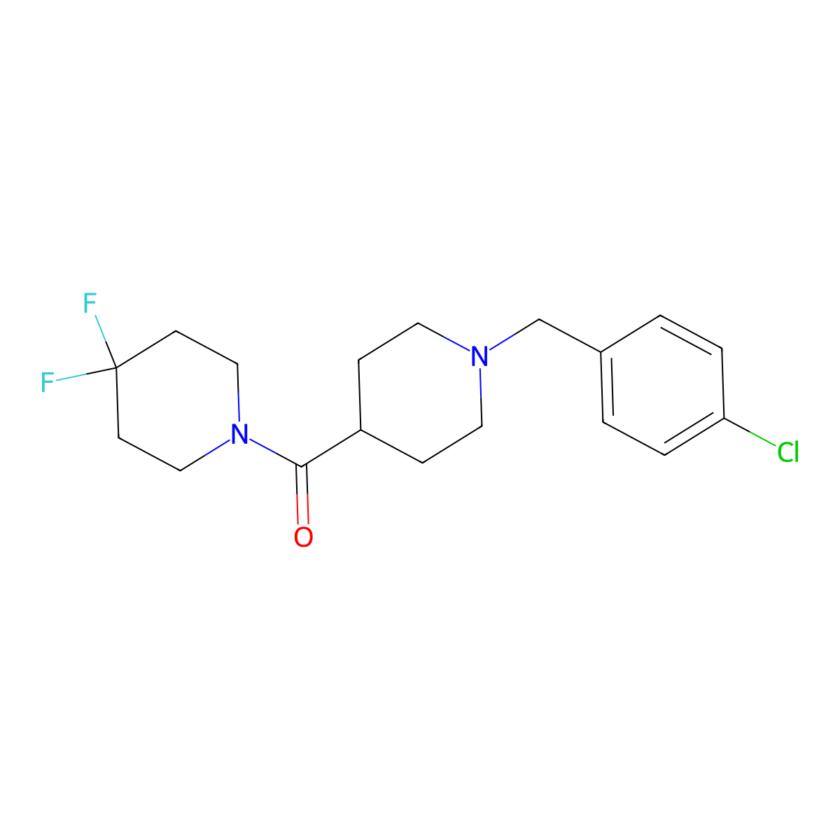 1-{1-[(4-Chlorophenyl)methyl]piperidine-4-carbonyl}-4,4-difluoropiperidine molecular structure, CAS 2742051-91-6