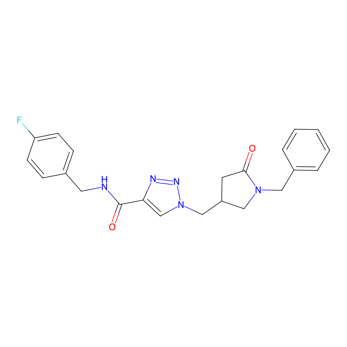 1-[(1-benzyl-5-oxopyrrolidin-3-yl)methyl]-N-[(4-fluorophenyl)methyl]-1H-1,2,3-triazole-4-carboxamide molecular structure, CAS 2742051-93-8