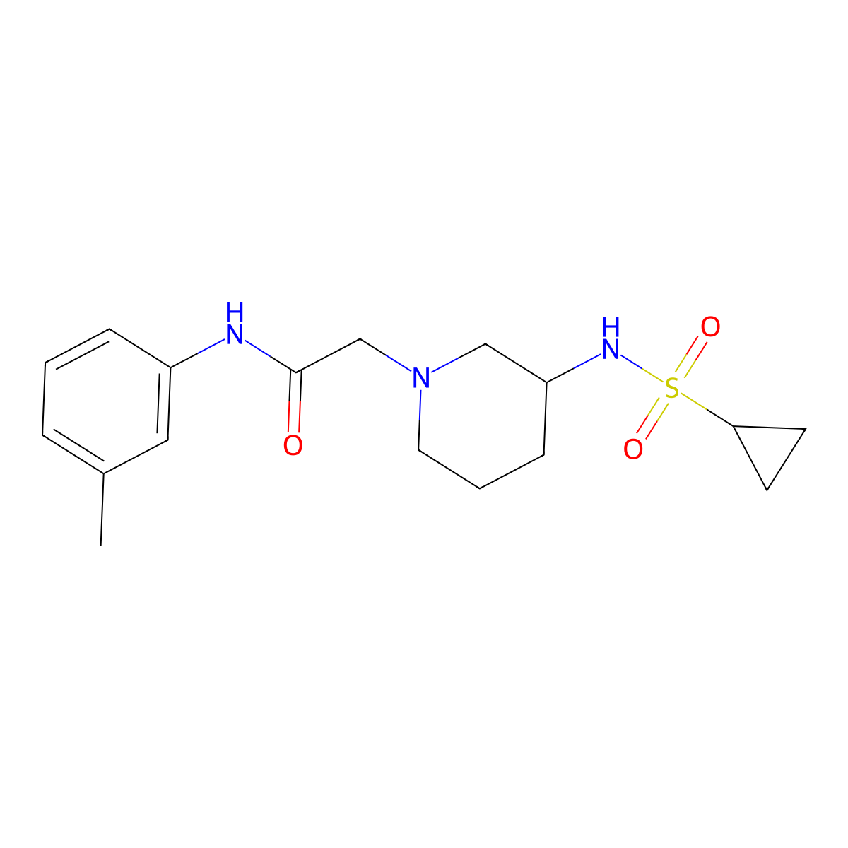 2-(3-cyclopropanesulfonamidopiperidin-1-yl)-N-(3-methylphenyl)acetamide molecular structure, CAS 2742051-99-4