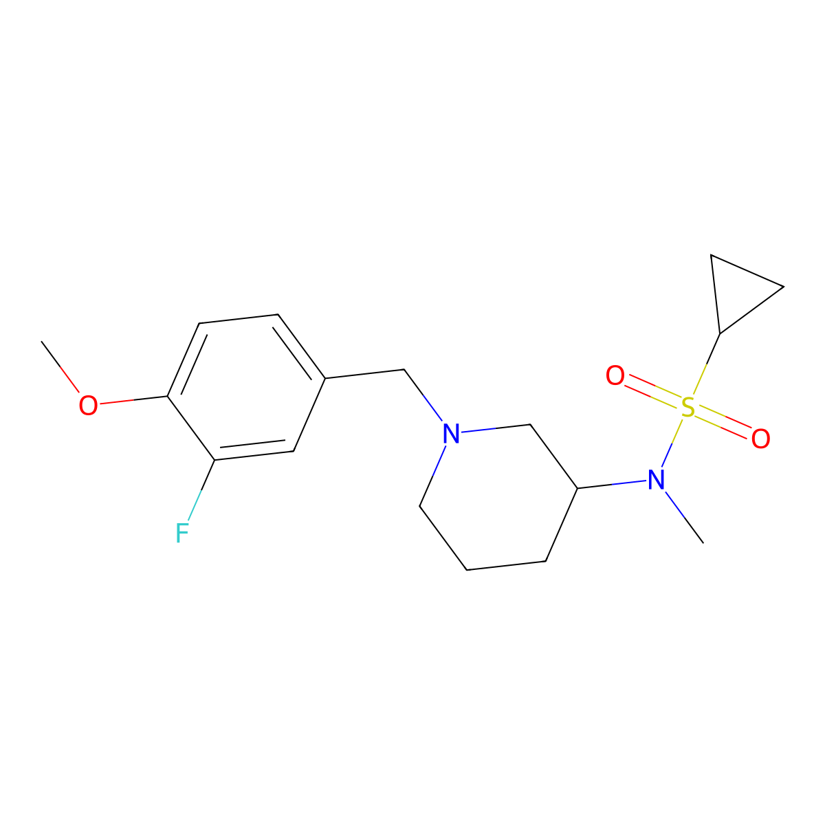 N-{1-[(3-fluoro-4-methoxyphenyl)methyl]piperidin-3-yl}-N-methylcyclopropanesulfonamide molecular structure, CAS 2742052-02-2