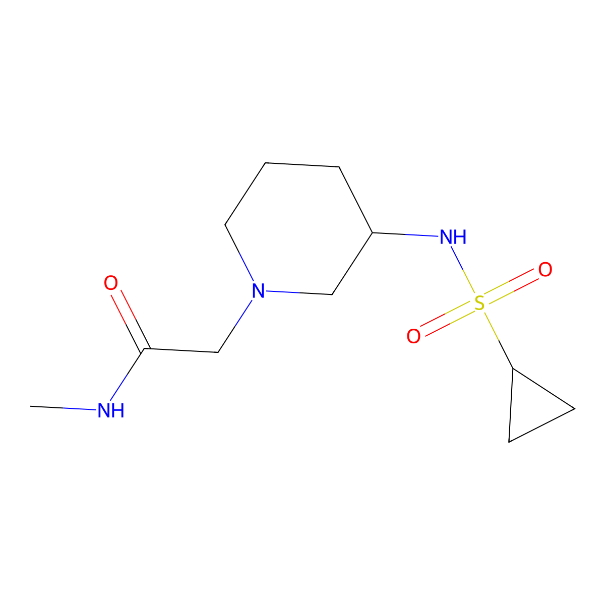 2-(3-cyclopropanesulfonamidopiperidin-1-yl)-N-methylacetamide molecular structure, CAS 2742052-04-4