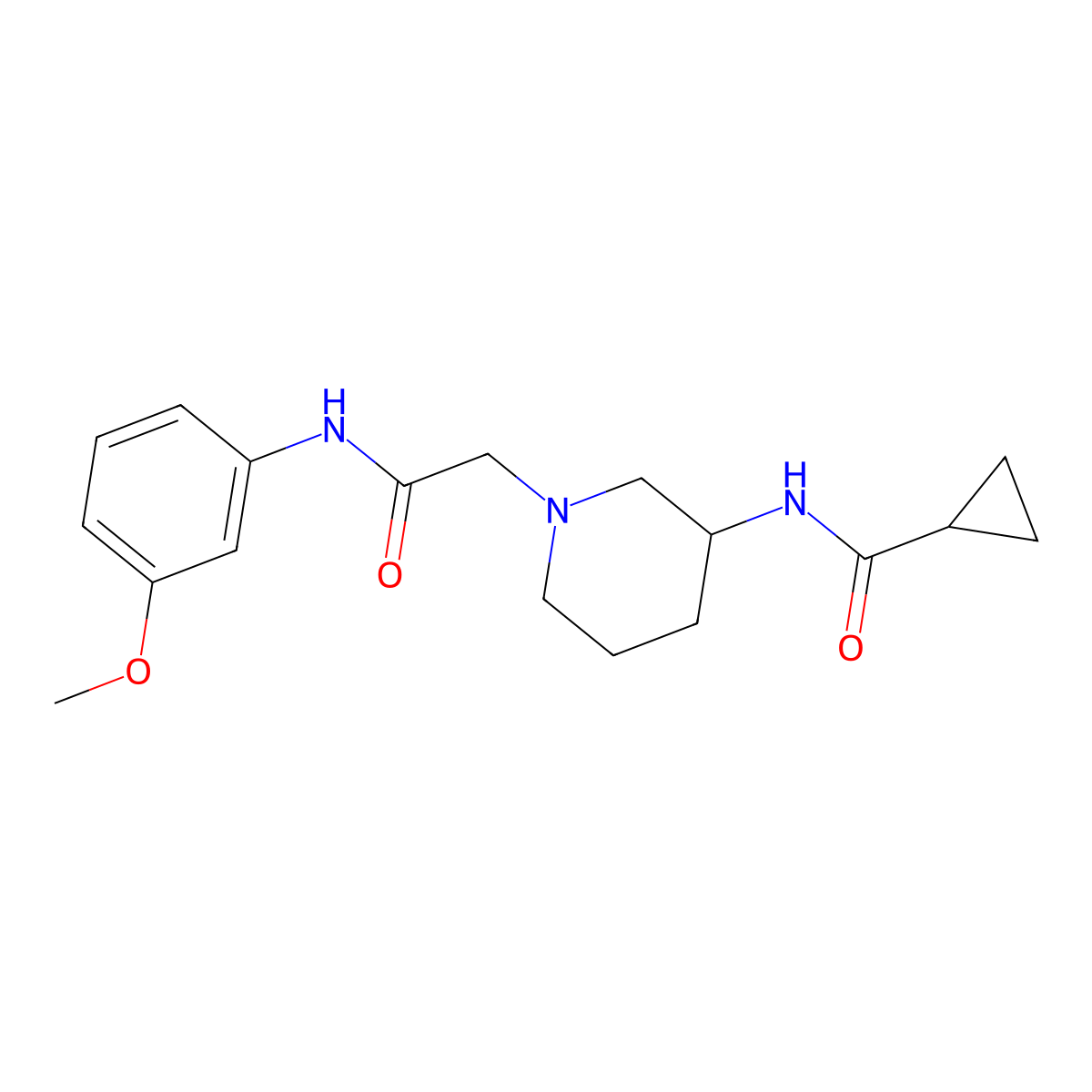N-(1-{[(3-methoxyphenyl)carbamoyl]methyl}piperidin-3-yl)cyclopropanecarboxamide molecular structure, CAS 2742052-08-8