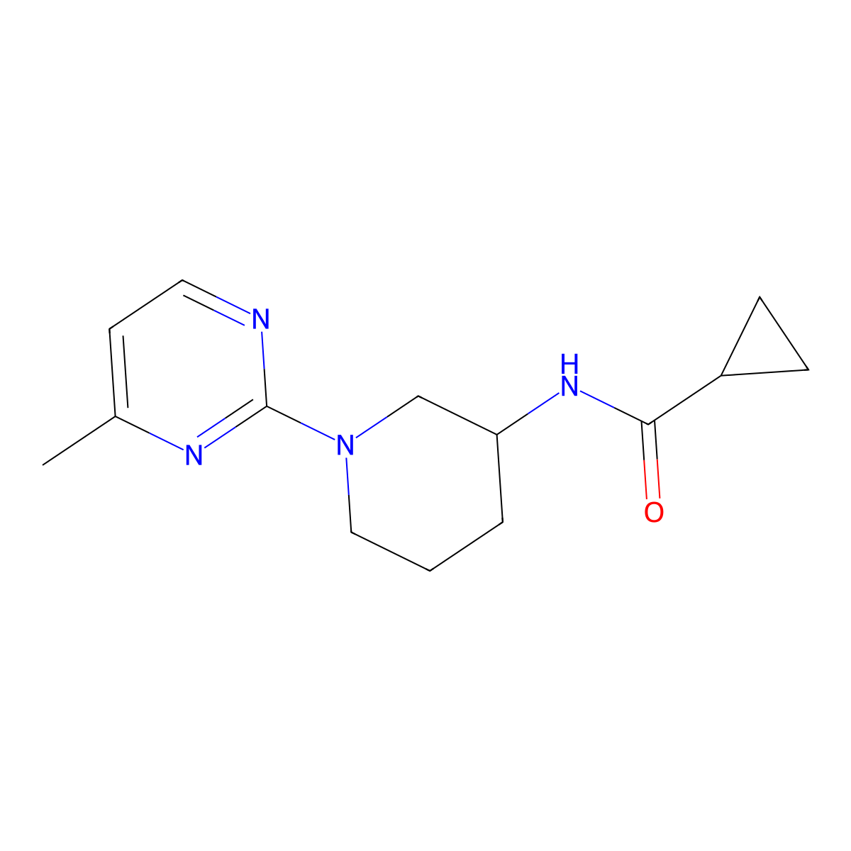 N-[1-(4-methylpyrimidin-2-yl)piperidin-3-yl]cyclopropanecarboxamide molecular structure, CAS 2742052-09-9