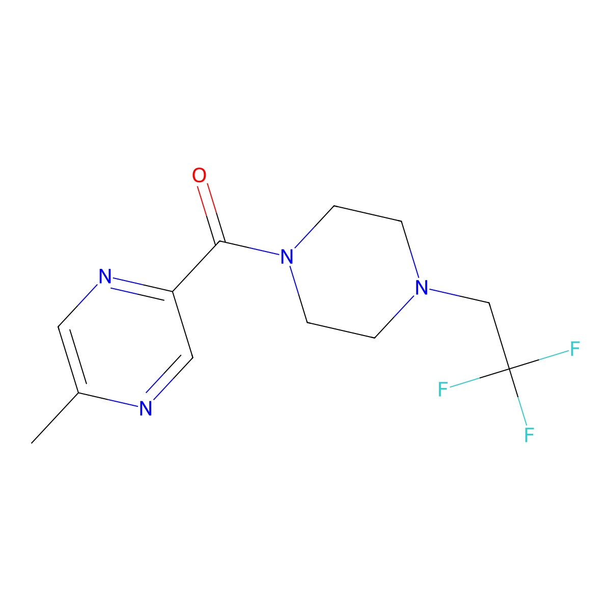 2-Methyl-5-[4-(2,2,2-trifluoroethyl)piperazine-1-carbonyl]pyrazine molecular structure, CAS 2742052-14-6