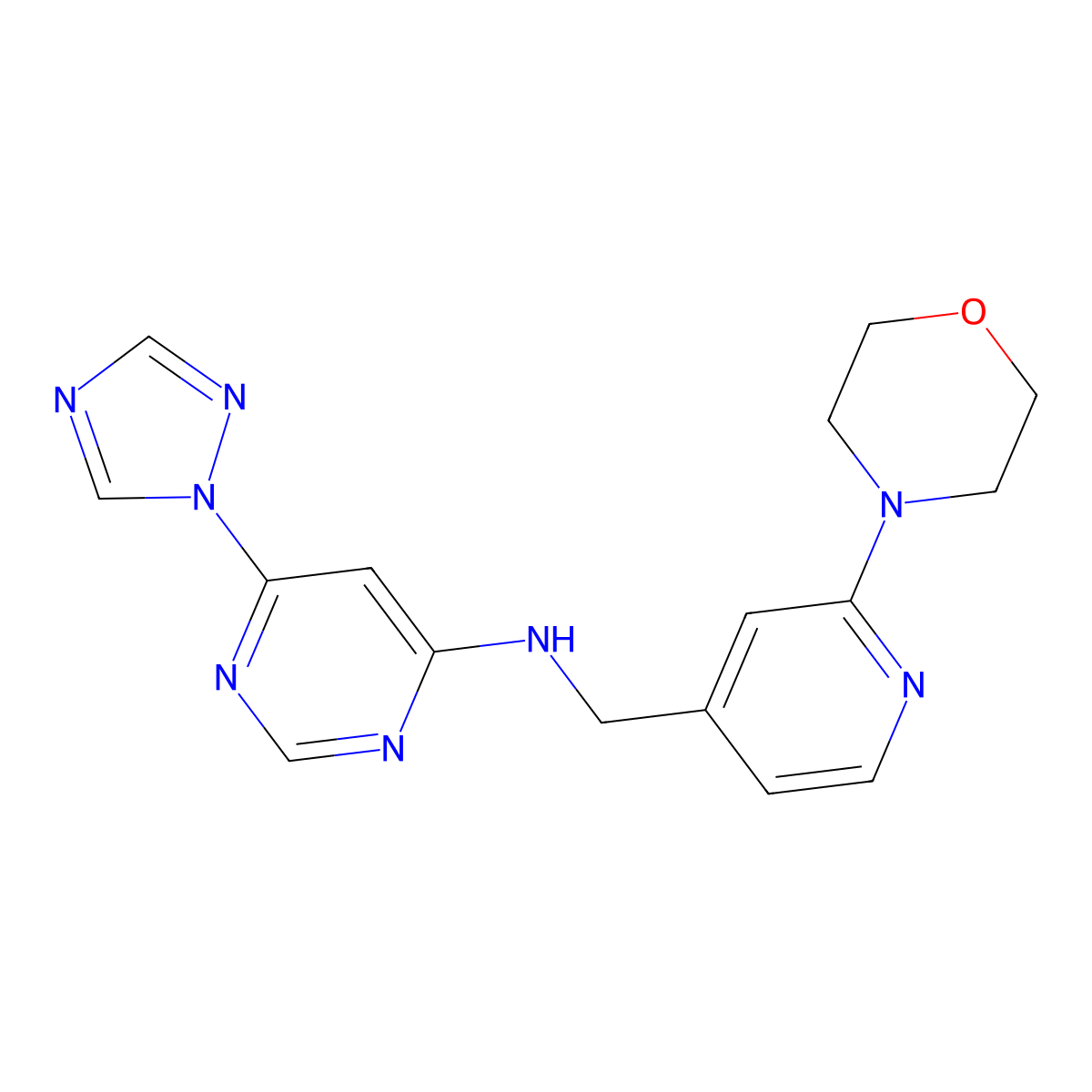 N-{[2-(morpholin-4-yl)pyridin-4-yl]methyl}-6-(1H-1,2,4-triazol-1-yl)pyrimidin-4-amine molecular structure, CAS 2742052-17-9