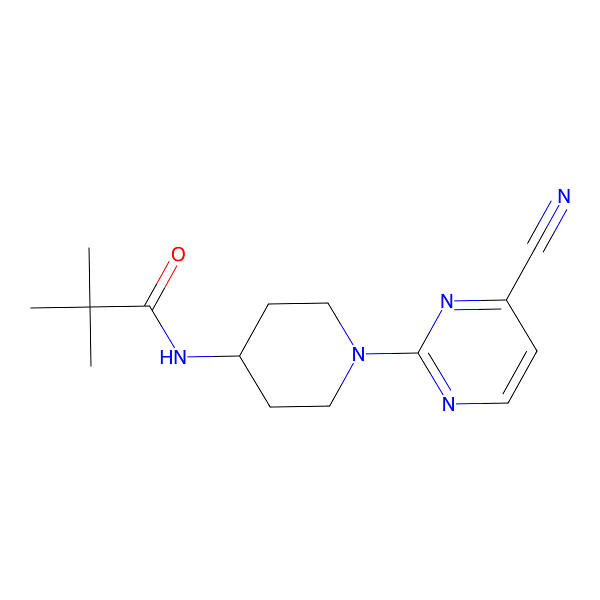 N-[1-(4-cyanopyrimidin-2-yl)piperidin-4-yl]-2,2-dimethylpropanamide molecular structure, CAS 2742052-18-0