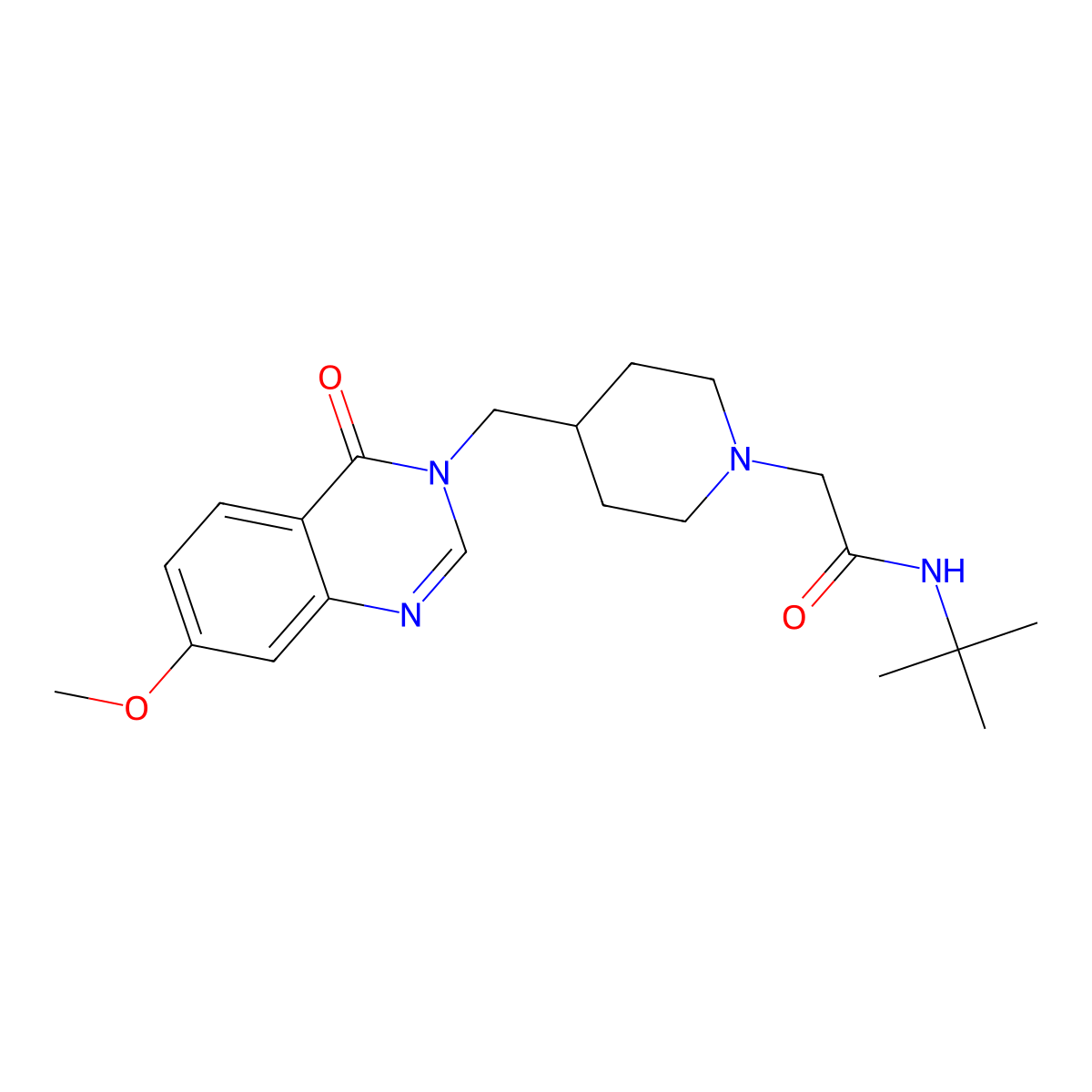 N-tert-butyl-2-{4-[(7-methoxy-4-oxo-3,4-dihydroquinazolin-3-yl)methyl]piperidin-1-yl}acetamide molecular structure, CAS 2742052-27-1