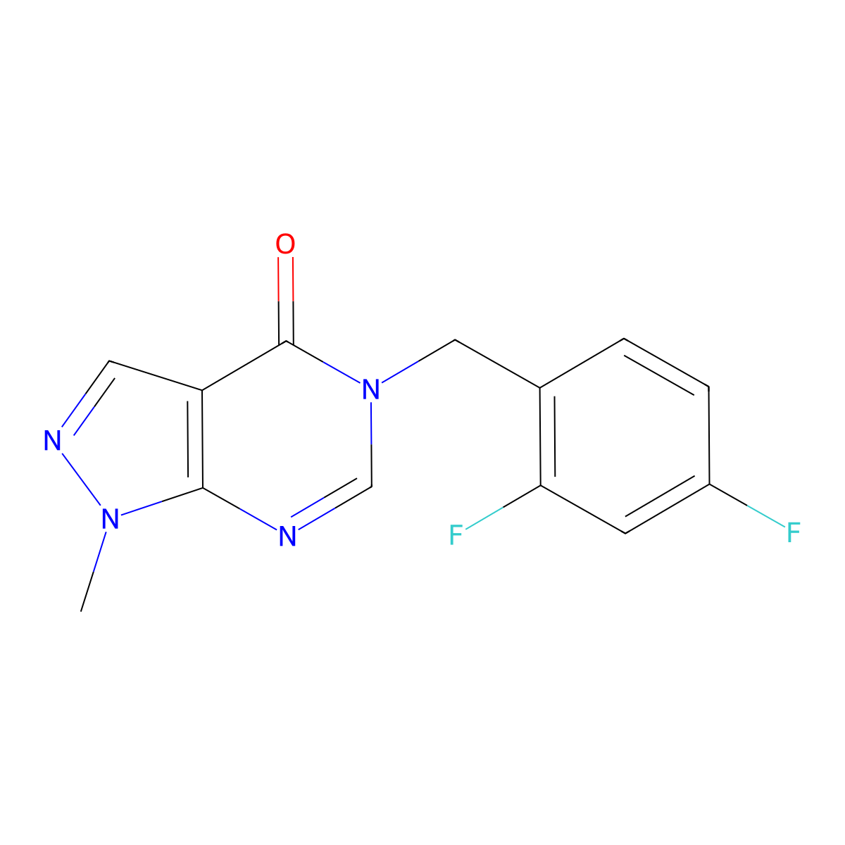 5-[(2,4-difluorophenyl)methyl]-1-methyl-1H,4H,5H-pyrazolo[3,4-d]pyrimidin-4-one molecular structure, CAS 2742052-28-2