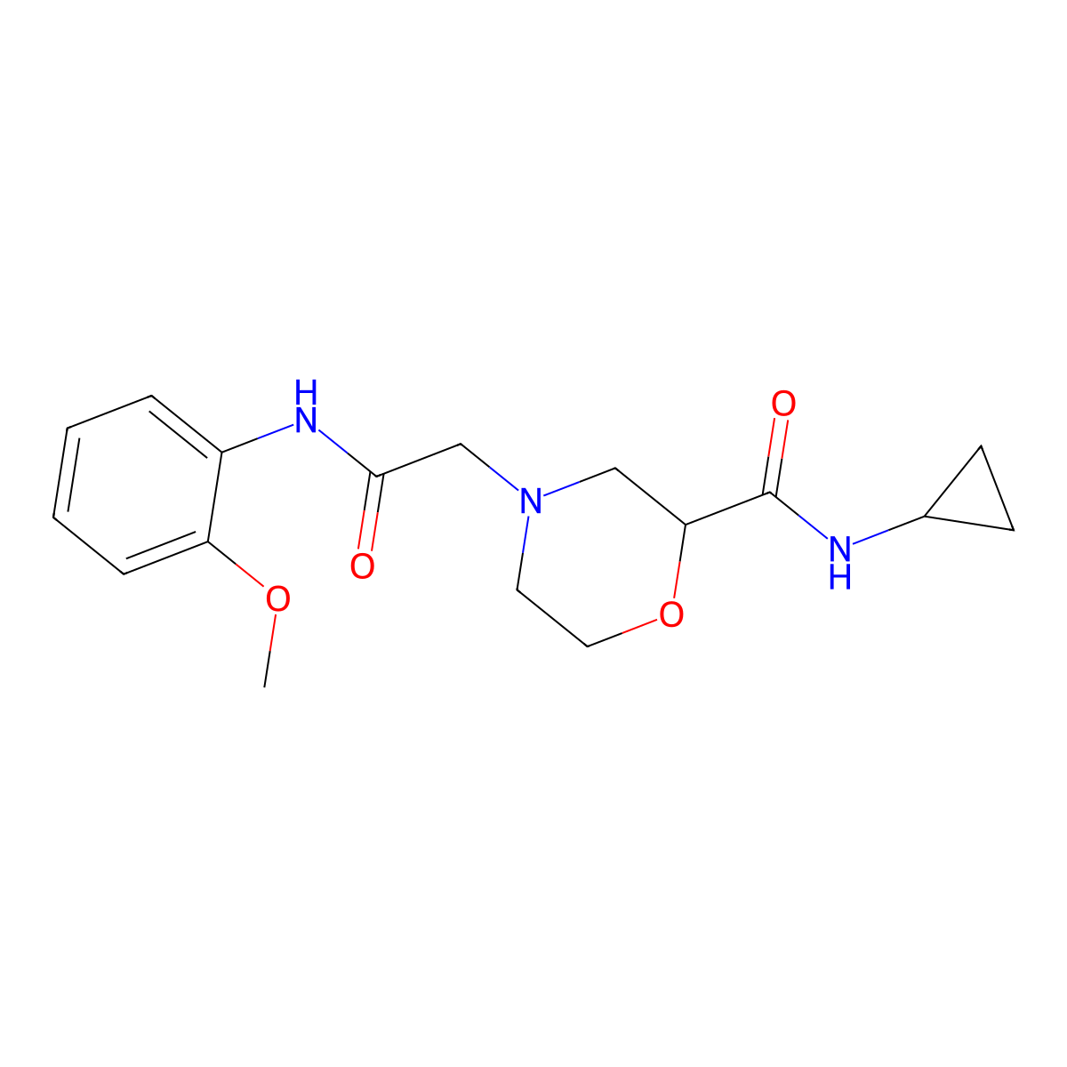 N-cyclopropyl-4-{[(2-methoxyphenyl)carbamoyl]methyl}morpholine-2-carboxamide molecular structure, CAS 2742052-32-8