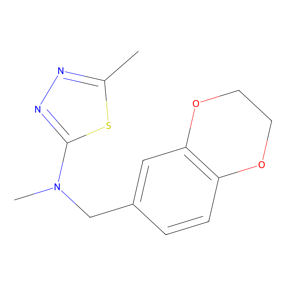 N-[(2,3-dihydro-1,4-benzodioxin-6-yl)methyl]-N,5-dimethyl-1,3,4-thiadiazol-2-amine molecular structure, CAS 2742052-33-9