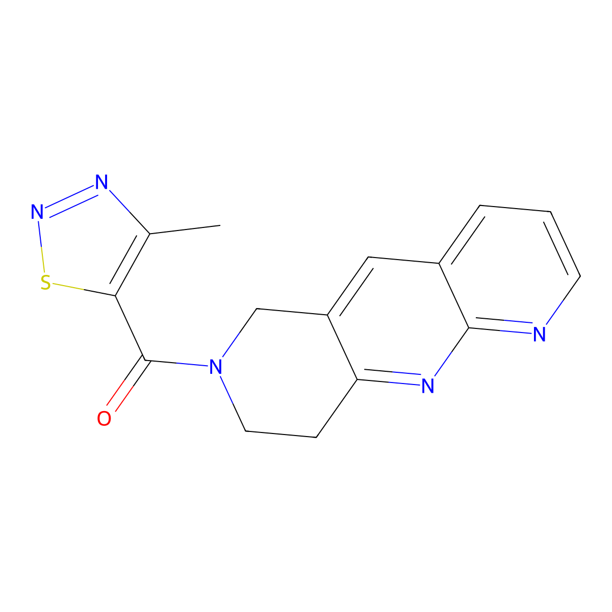 4-methyl-5-{6H,7H,8H,9H-pyrido[2,3-b]1,6-naphthyridine-7-carbonyl}-1,2,3-thiadiazole molecular structure, CAS 2742052-35-1