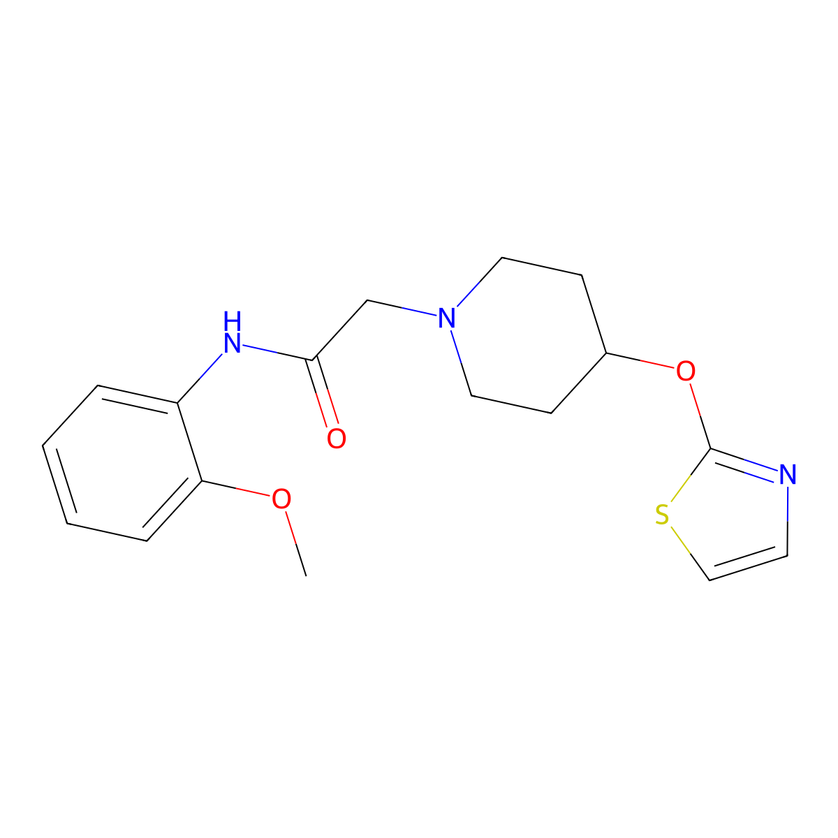 N-(2-methoxyphenyl)-2-[4-(1,3-thiazol-2-yloxy)piperidin-1-yl]acetamide molecular structure, CAS 2742052-37-3