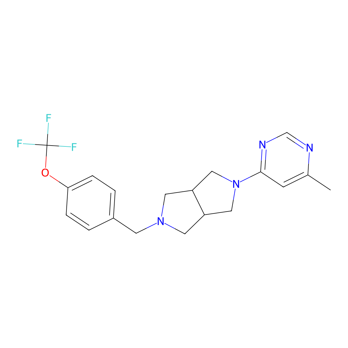 4-Methyl-6-(5-{[4-(trifluoromethoxy)phenyl]methyl}-octahydropyrrolo[3,4-c]pyrrol-2-yl)pyrimidine molecular structure, CAS 2742052-39-5