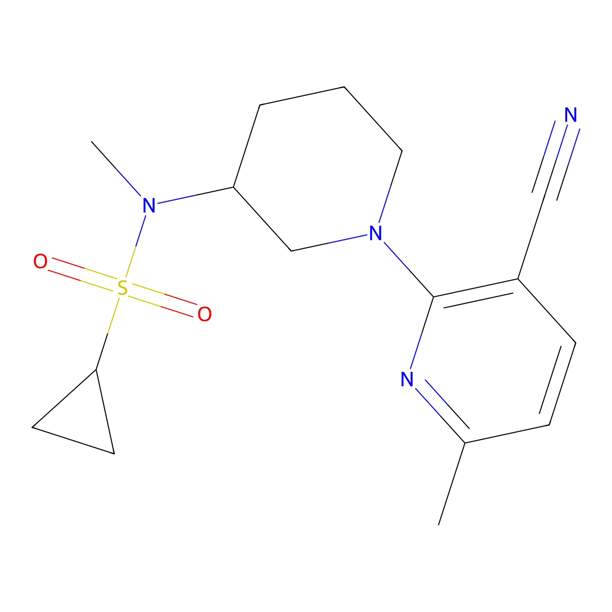 N-[1-(3-cyano-6-methylpyridin-2-yl)piperidin-3-yl]-N-methylcyclopropanesulfonamide molecular structure, CAS 2742052-40-8