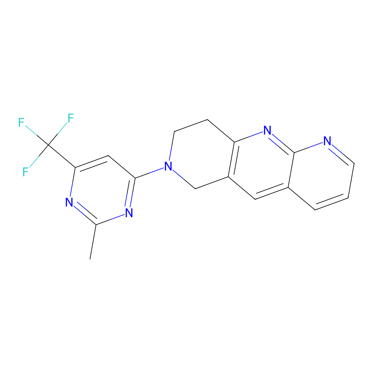 2-methyl-4-{6H,7H,8H,9H-pyrido[2,3-b]1,6-naphthyridin-7-yl}-6-(trifluoromethyl)pyrimidine molecular structure, CAS 2742052-41-9