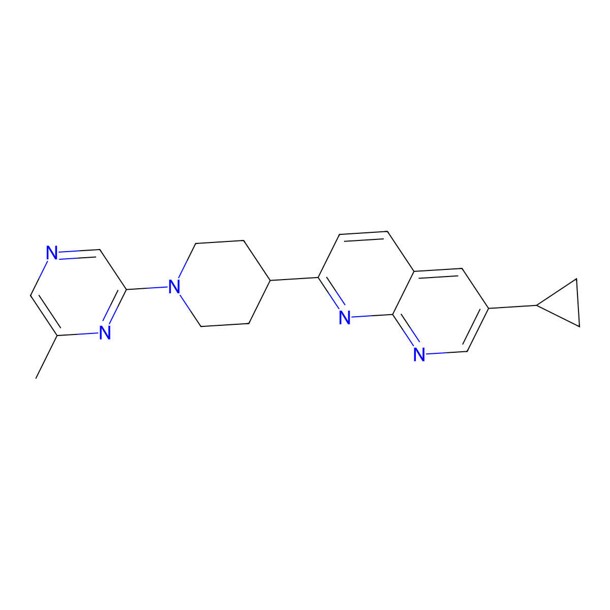 6-Cyclopropyl-2-[1-(6-methylpyrazin-2-yl)piperidin-4-yl]-1,8-naphthyridine molecular structure, CAS 2742052-43-1