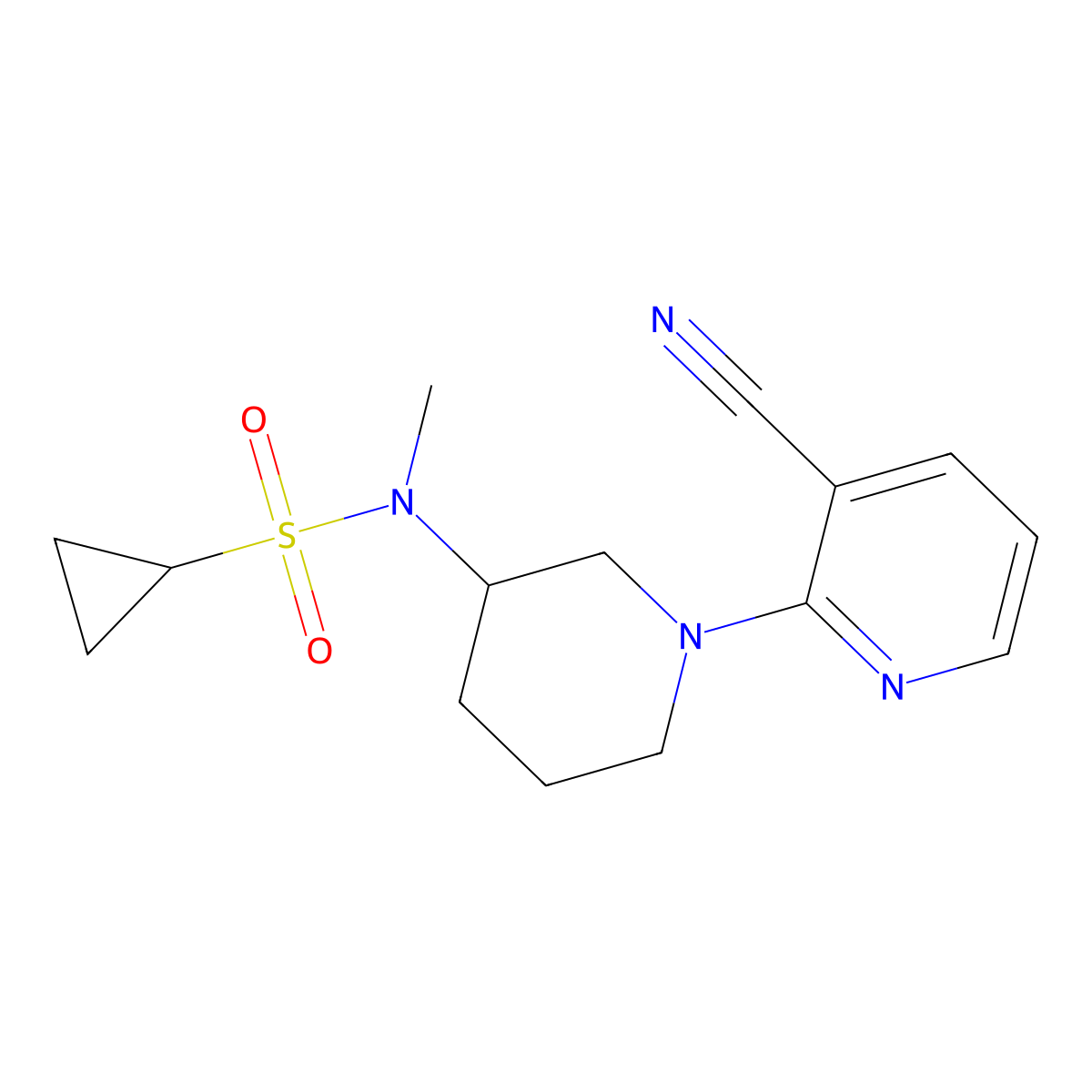 N-[1-(3-cyanopyridin-2-yl)piperidin-3-yl]-N-methylcyclopropanesulfonamide molecular structure, CAS 2742052-46-4