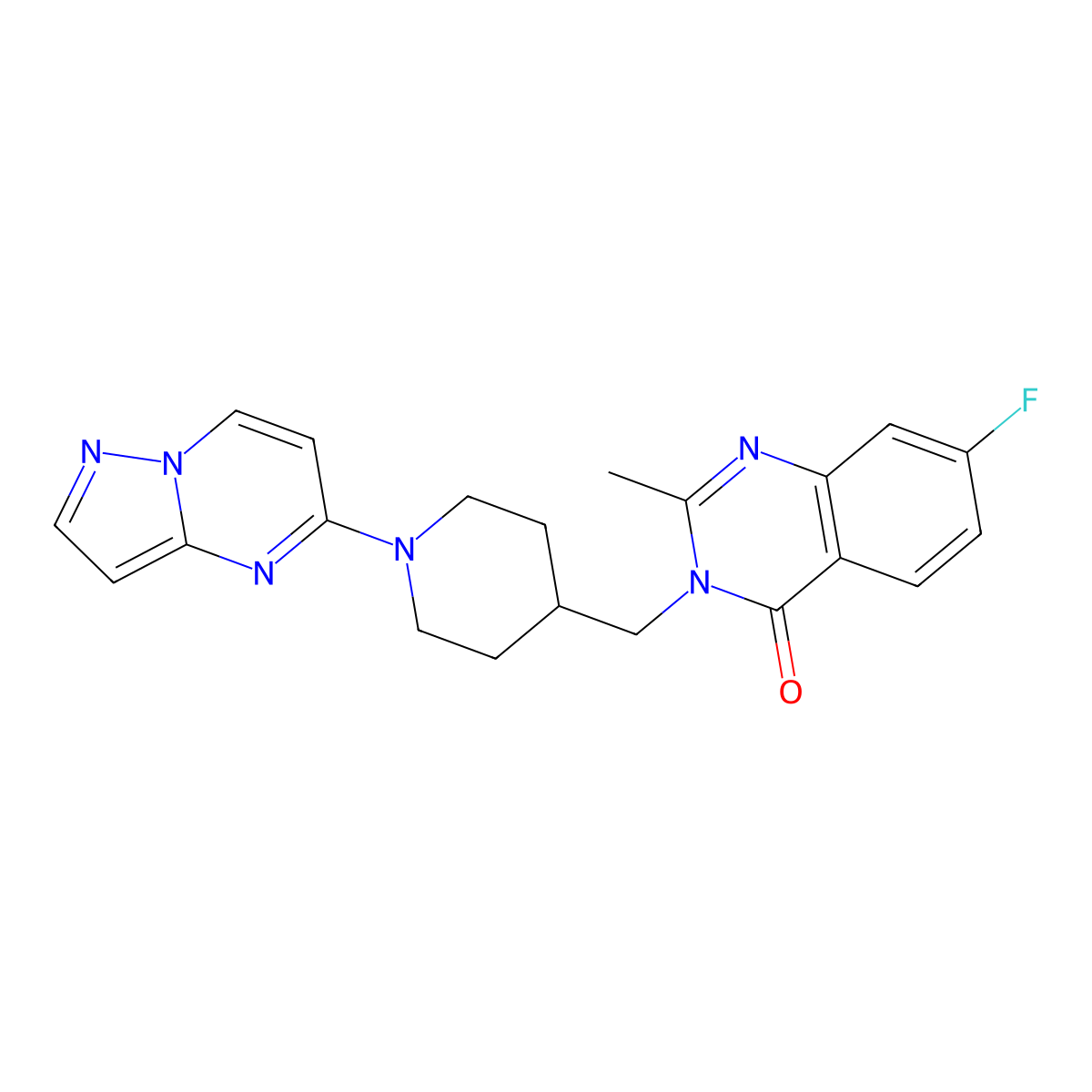 7-Fluoro-2-methyl-3-[(1-{pyrazolo[1,5-a]pyrimidin-5-yl}piperidin-4-yl)methyl]-3,4-dihydroquinazolin-4-one molecular structure, CAS 2742052-50-0
