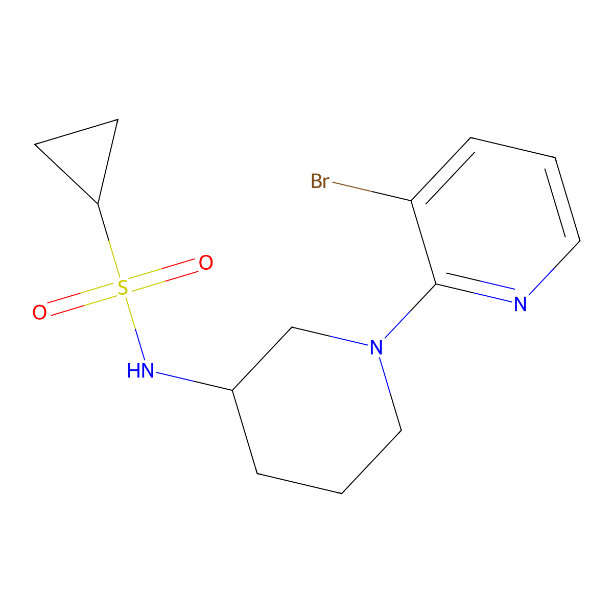 N-[1-(3-bromopyridin-2-yl)piperidin-3-yl]cyclopropanesulfonamide molecular structure, CAS 2742052-54-4