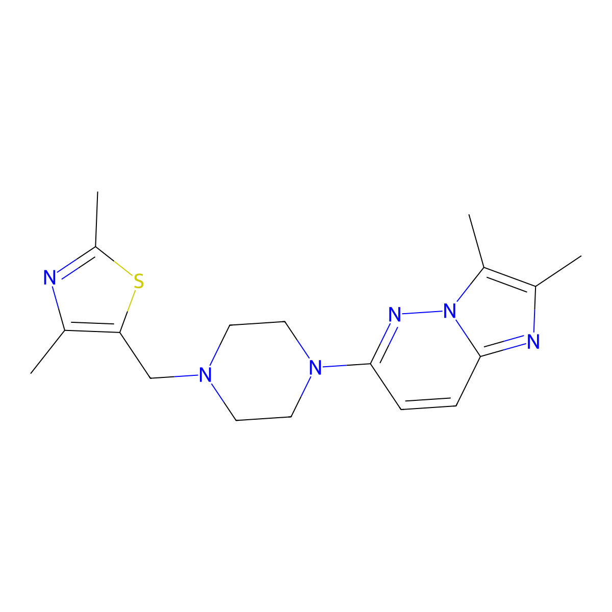 1-[(2,4-Dimethyl-1,3-thiazol-5-yl)methyl]-4-{2,3-dimethylimidazo[1,2-b]pyridazin-6-yl}piperazine molecular structure, CAS 2742052-55-5