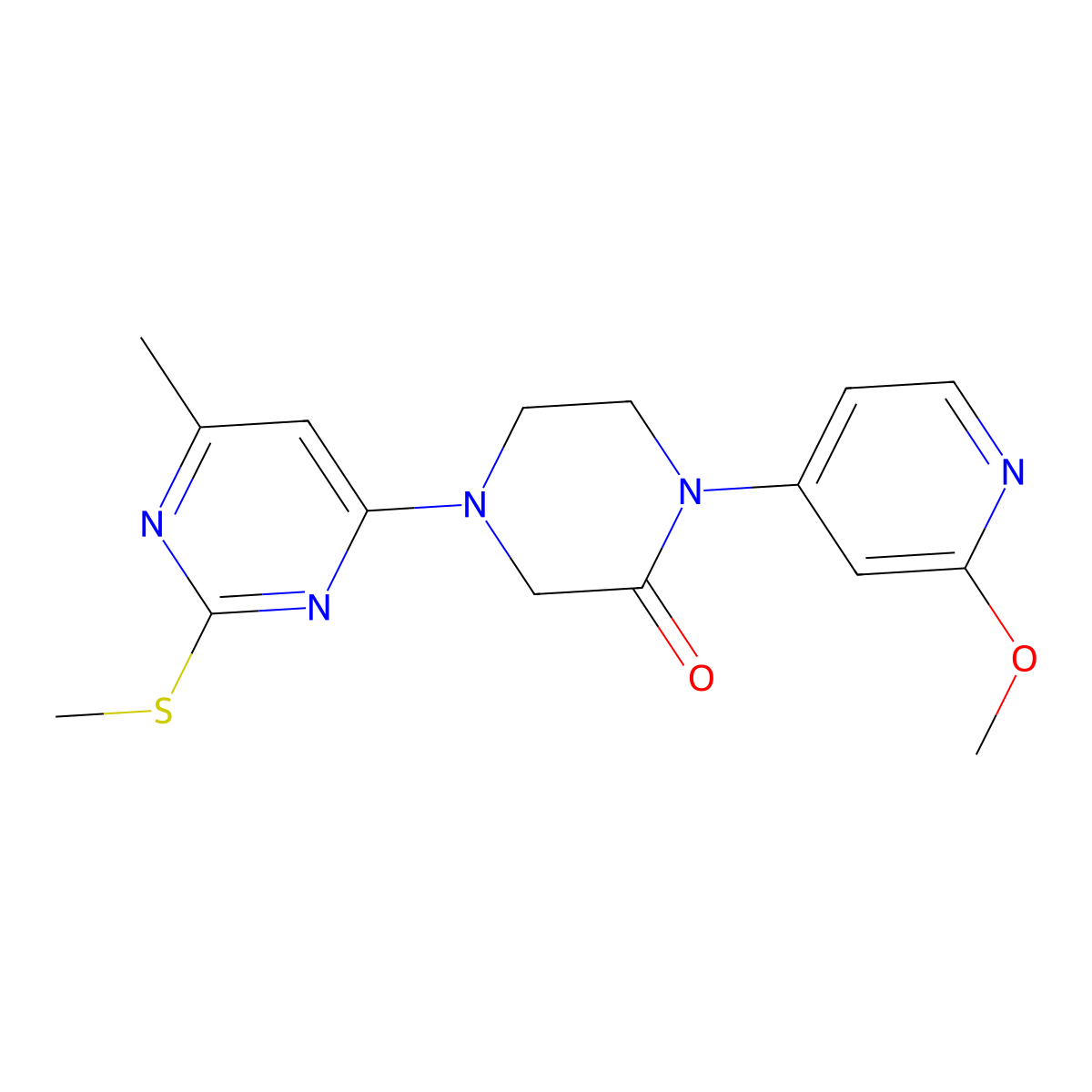 1-(2-Methoxypyridin-4-yl)-4-[6-methyl-2-(methylsulfanyl)pyrimidin-4-yl]piperazin-2-one molecular structure, CAS 2742052-59-9