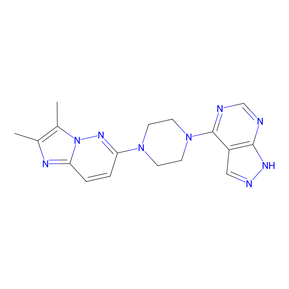 1-{2,3-dimethylimidazo[1,2-b]pyridazin-6-yl}-4-{1H-pyrazolo[3,4-d]pyrimidin-4-yl}piperazine molecular structure, CAS 2742052-65-7