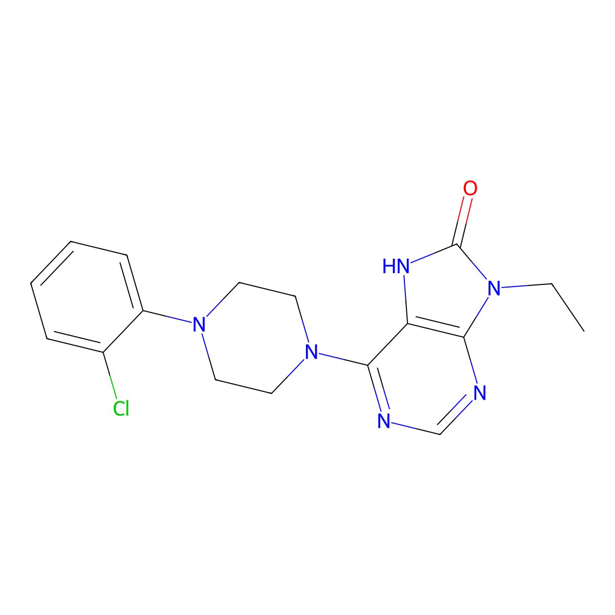 6-[4-(2-chlorophenyl)piperazin-1-yl]-9-ethyl-8,9-dihydro-7H-purin-8-one molecular structure, CAS 2742052-68-0