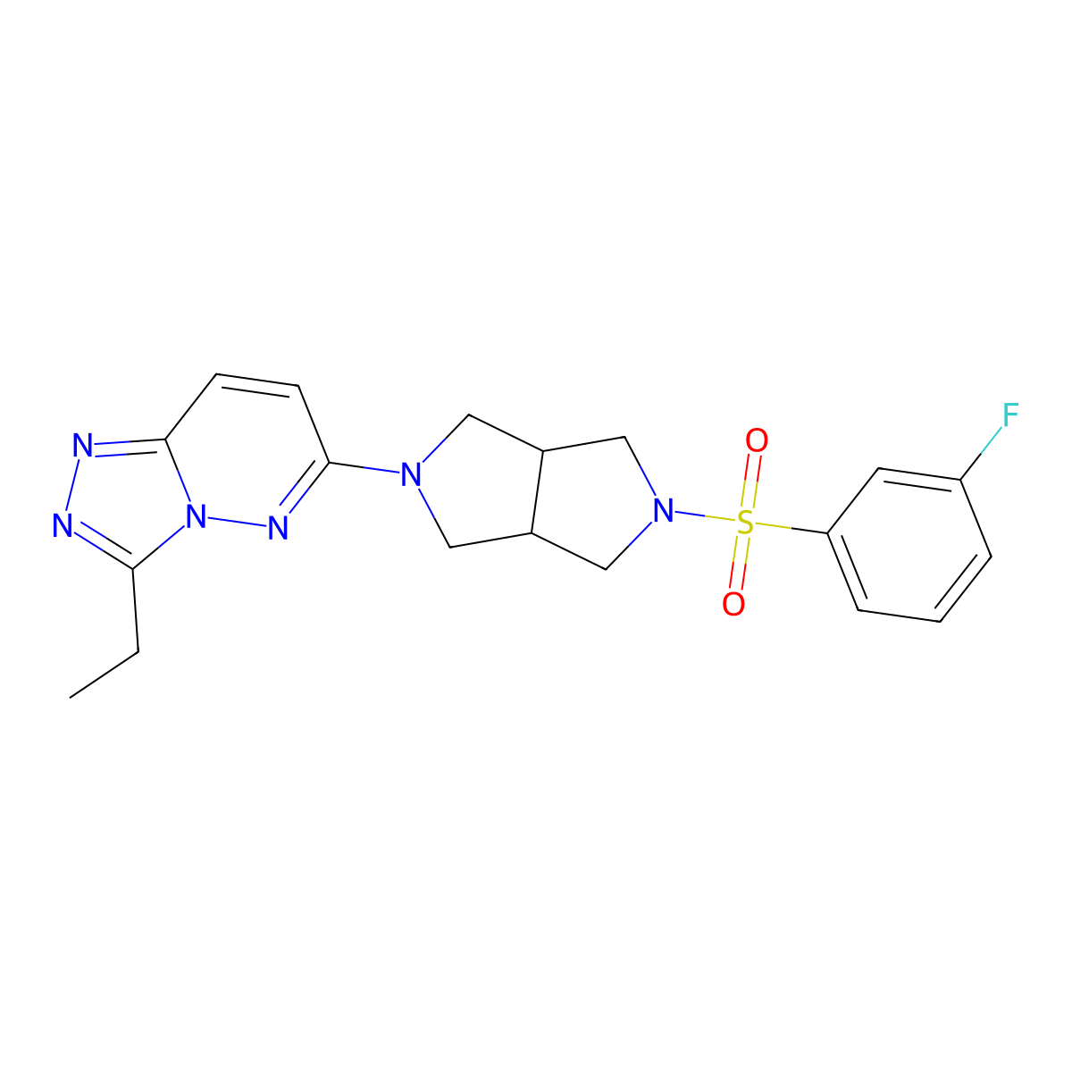3-Ethyl-6-[5-(3-fluorobenzenesulfonyl)-octahydropyrrolo[3,4-c]pyrrol-2-yl]-[1,2,4]triazolo[4,3-b]pyridazine molecular structure, CAS 2742052-72-6