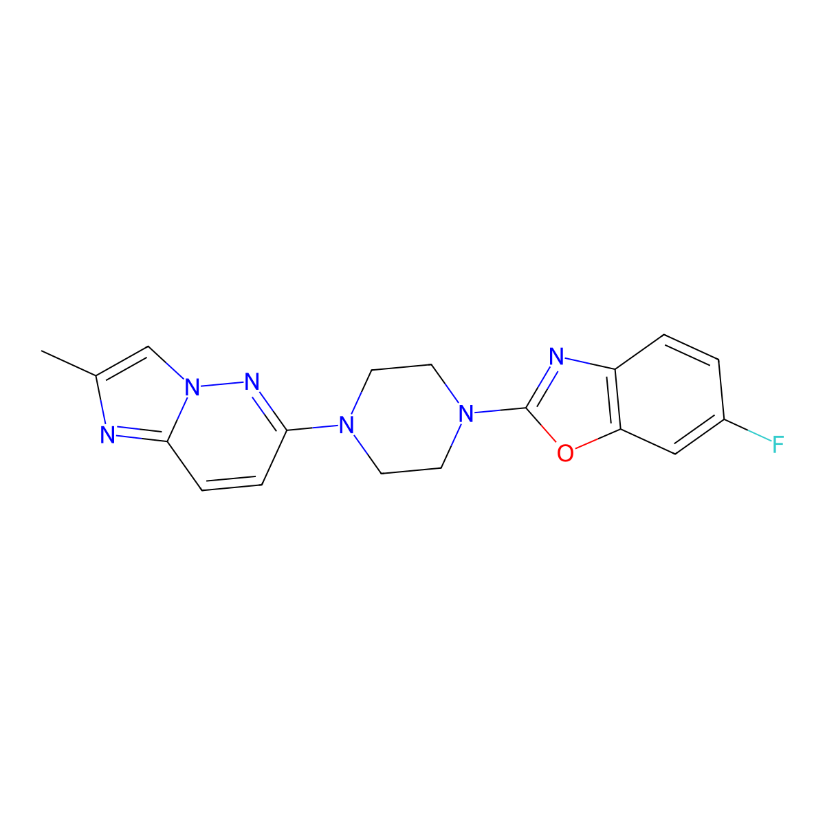 6-Fluoro-2-(4-{2-methylimidazo[1,2-b]pyridazin-6-yl}piperazin-1-yl)-1,3-benzoxazole molecular structure, CAS 2742052-75-9
