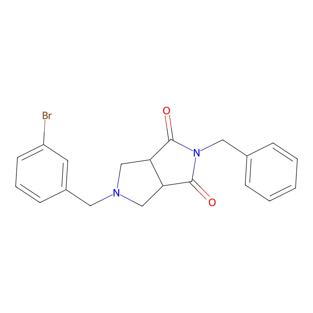 2-Benzyl-5-[(3-bromophenyl)methyl]-octahydropyrrolo[3,4-c]pyrrole-1,3-dione molecular structure, CAS 2742052-77-1