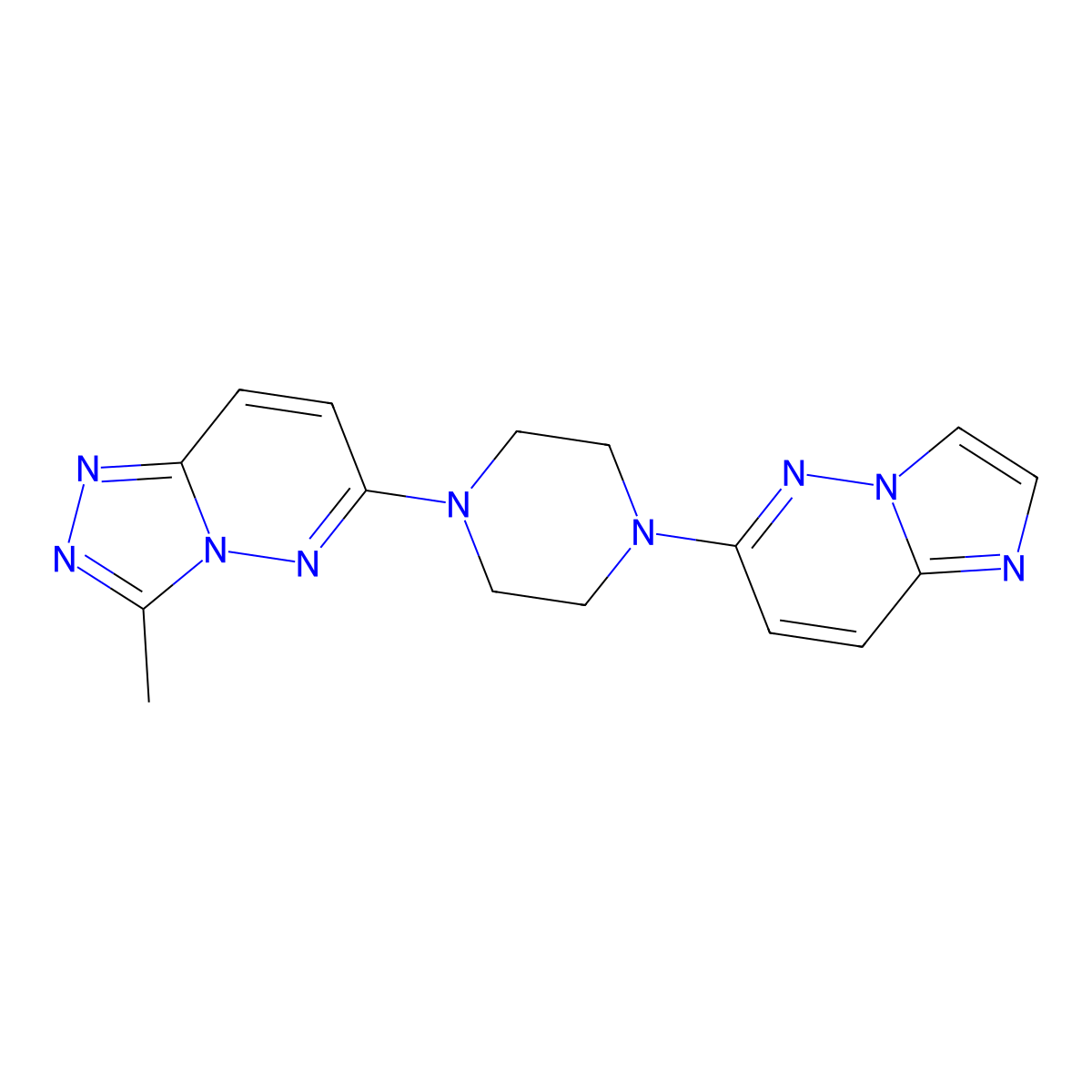 1-{Imidazo[1,2-b]pyridazin-6-yl}-4-{3-methyl-[1,2,4]triazolo[4,3-b]pyridazin-6-yl}piperazine molecular structure, CAS 2742052-82-8