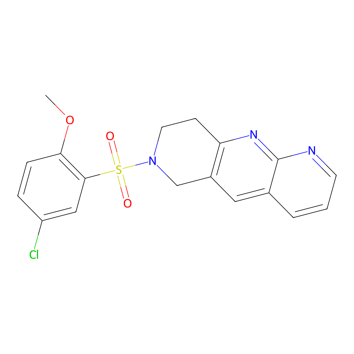 7-(5-chloro-2-methoxybenzenesulfonyl)-6H,7H,8H,9H-pyrido[2,3-b]1,6-naphthyridine molecular structure, CAS 2742052-84-0