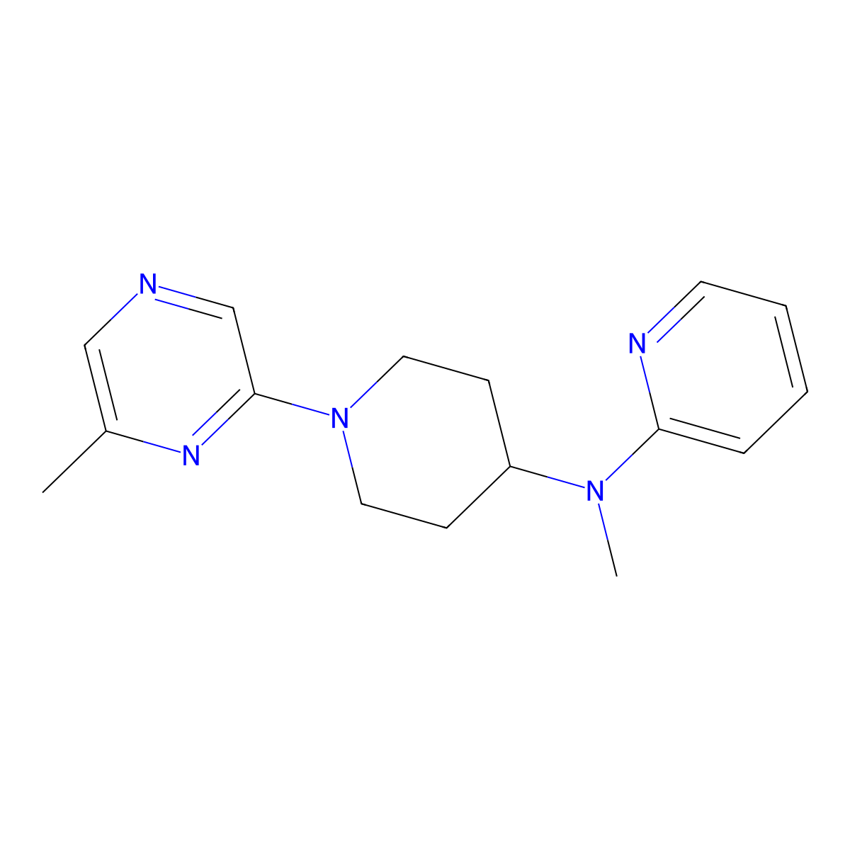 N-methyl-N-[1-(6-methylpyrazin-2-yl)piperidin-4-yl]pyridin-2-amine molecular structure, CAS 2742052-87-3