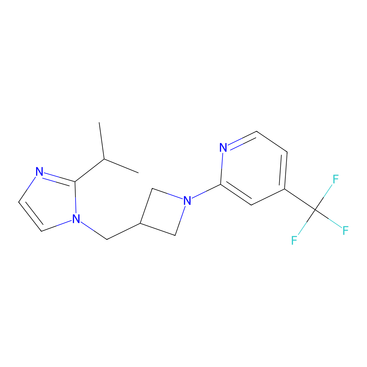 2-(3-{[2-(propan-2-yl)-1H-imidazol-1-yl]methyl}azetidin-1-yl)-4-(trifluoromethyl)pyridine molecular structure, CAS 2742052-94-2