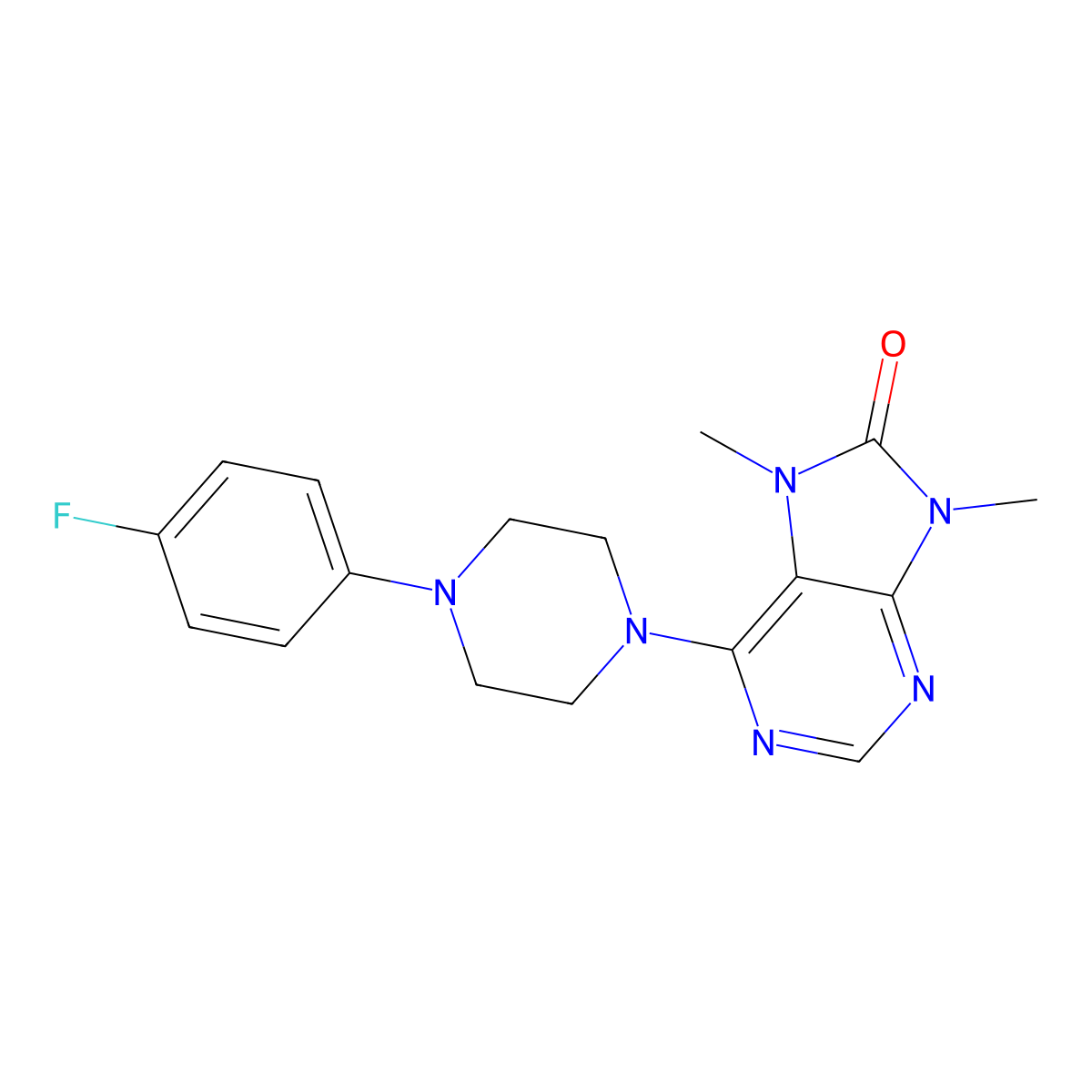 6-[4-(4-fluorophenyl)piperazin-1-yl]-7,9-dimethyl-8,9-dihydro-7H-purin-8-one molecular structure, CAS 2742052-97-5