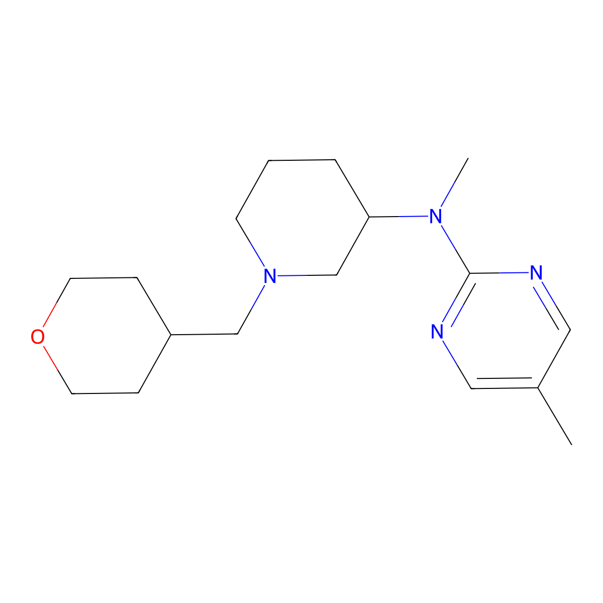 N,5-dimethyl-N-{1-[(oxan-4-yl)methyl]piperidin-3-yl}pyrimidin-2-amine molecular structure, CAS 2742052-98-6