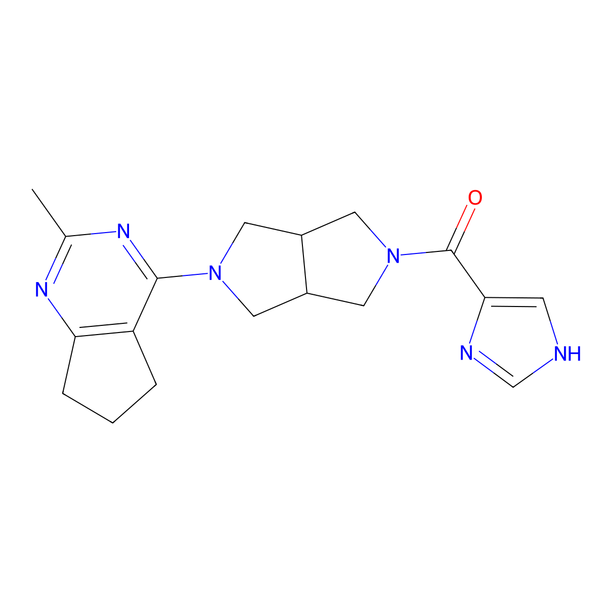 4-(5-{2-methyl-5H,6H,7H-cyclopenta[d]pyrimidin-4-yl}-octahydropyrrolo[3,4-c]pyrrole-2-carbonyl)-1H-imidazole molecular structure, CAS 2742053-09-2