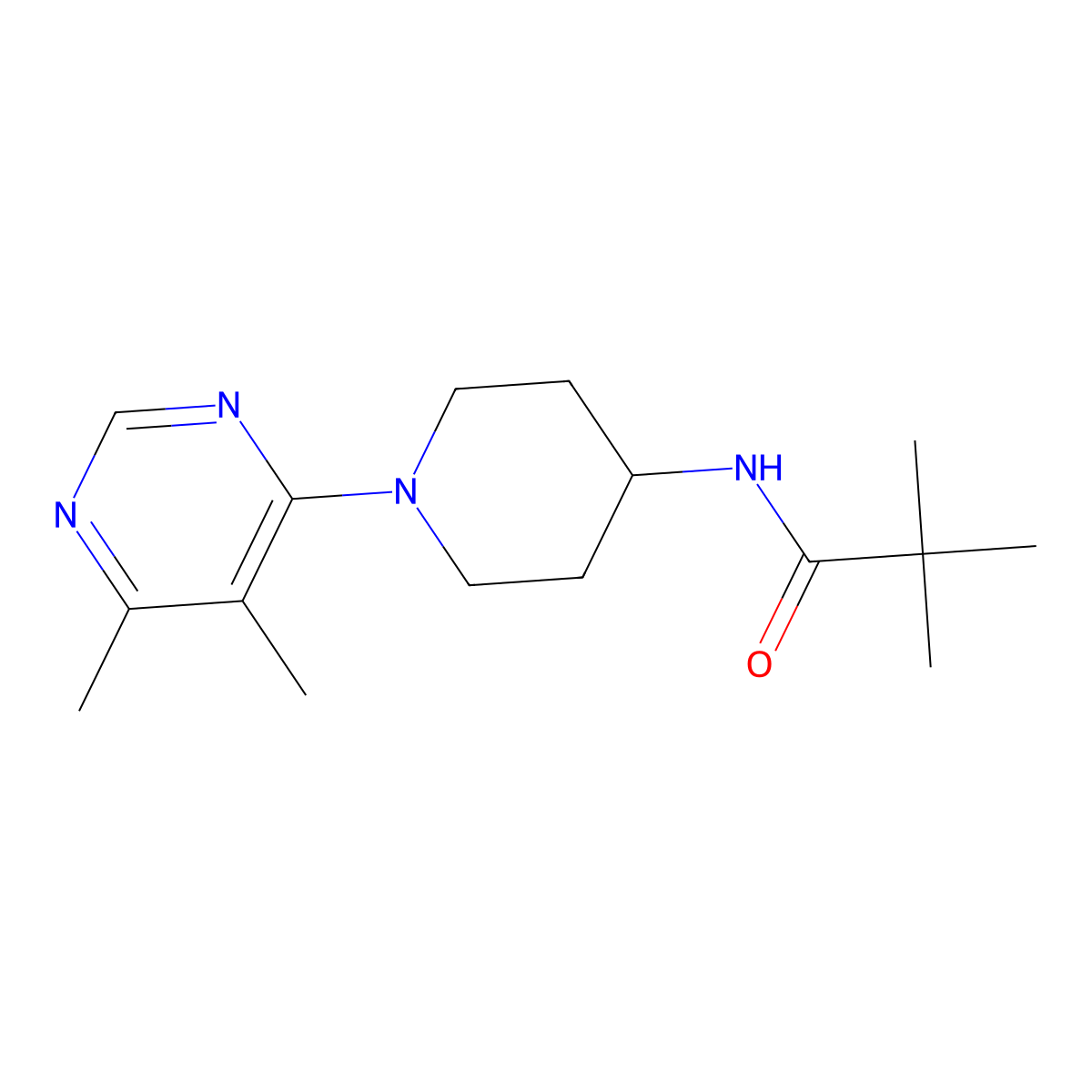 N-[1-(5,6-dimethylpyrimidin-4-yl)piperidin-4-yl]-2,2-dimethylpropanamide molecular structure, CAS 2742053-11-6