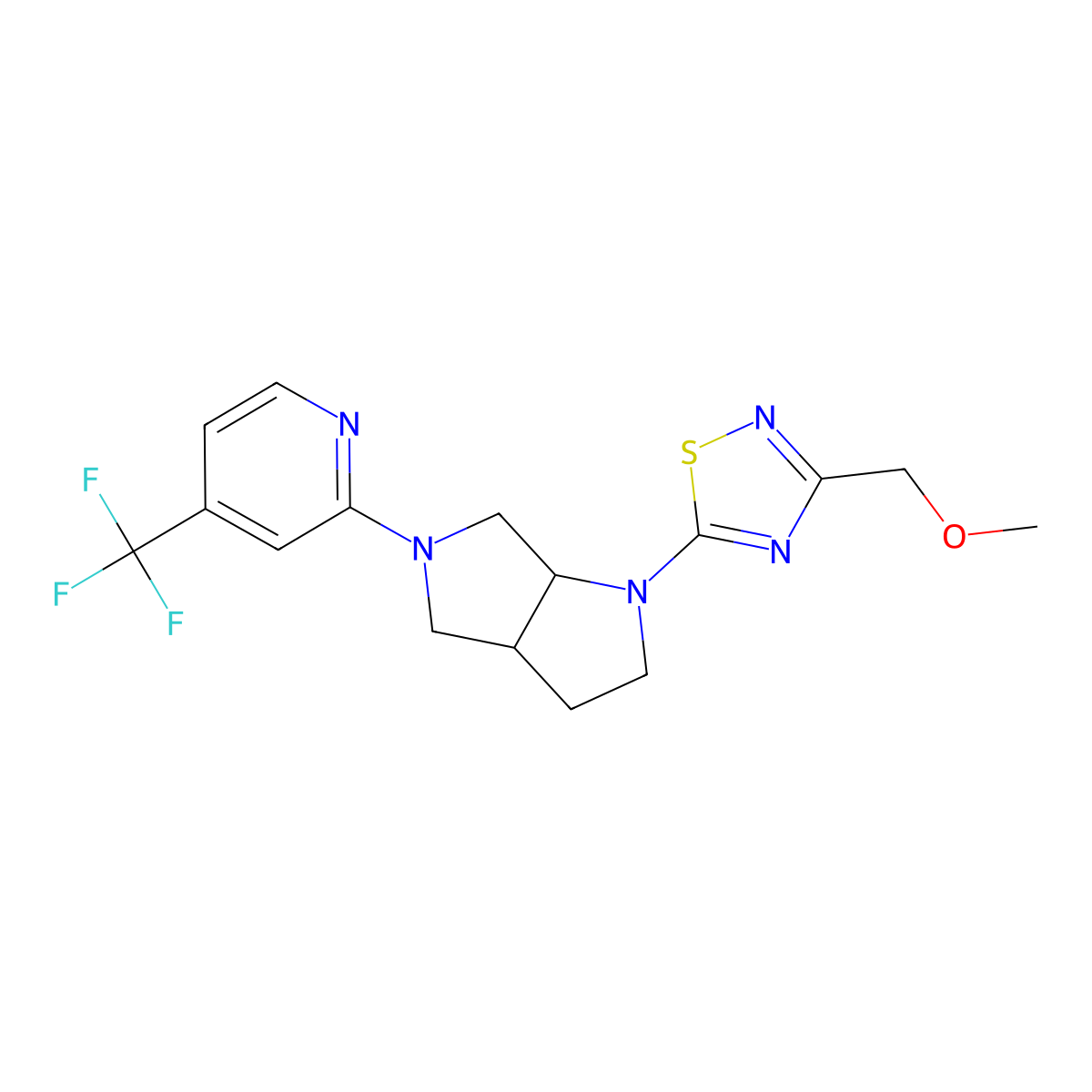 2-{1-[3-(Methoxymethyl)-1,2,4-thiadiazol-5-yl]-octahydropyrrolo[2,3-c]pyrrol-5-yl}-4-(trifluoromethyl)pyridine molecular structure, CAS 2742053-16-1