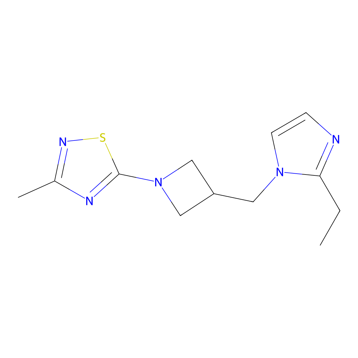 5-{3-[(2-ethyl-1H-imidazol-1-yl)methyl]azetidin-1-yl}-3-methyl-1,2,4-thiadiazole molecular structure, CAS 2742053-18-3